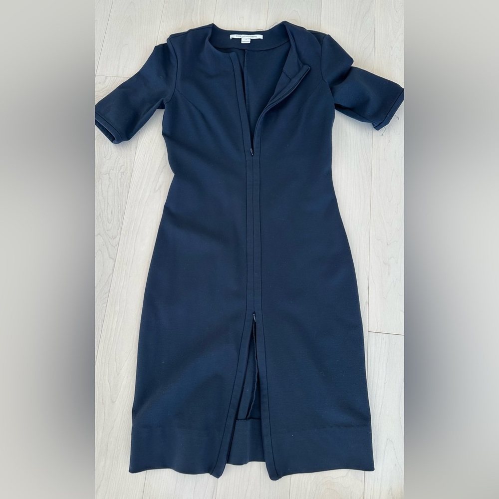 Diane Von Furstenberg Blue Sheath Dress with Notched Collar